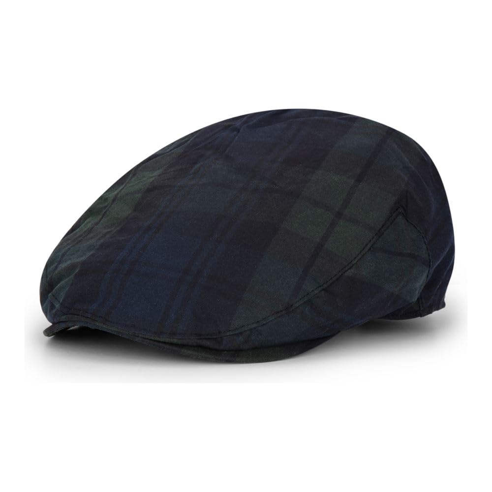 WALKER AND HAWKES - Tartan Wax Blackmere Flat Cap - Black Watch - S (57cm)