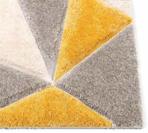 Image of 5x7 feet Soft Area Rug for Living Room and Bedroom, Modern Indoor Floor Carpet with Non-Slip Backing, Comfortable Decorative Home Decor Rug, Easy Clean & Durable- (3D Yellow T, Rectangular)