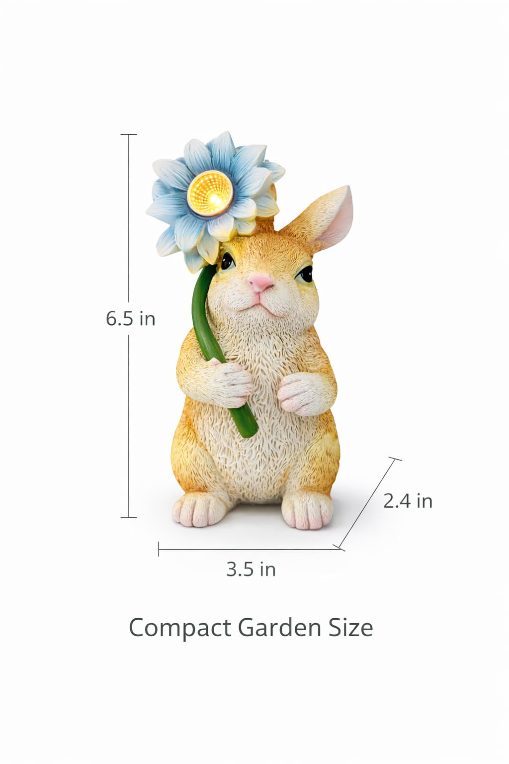 GoGnome Set di 3 luci solari da giardino a forma di animali, statuette in resina a forma di coniglietto, gatto e cane, con fiori a LED caldi, ad energia solare, decorazione per esterni, per giardino