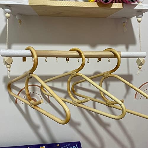 5PCS Rattan Hangers for Clothes Nordic Style Kids Garments Organizer Rack Children Hanger Kids Room Decor Wardrobe Hangers