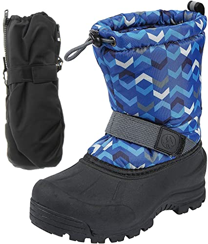 Northside Frosty Winter Boys/Girls Snow Boots with Matching Waterproof Mittens, Size: 7 M US Toddler - Navy/Gray (Navy)