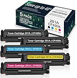5 Pack(2BK/1C/1Y/1M) 201A CF400A CF401A CF402A CF403A Toner Cartridge Replacement for HP Color...
