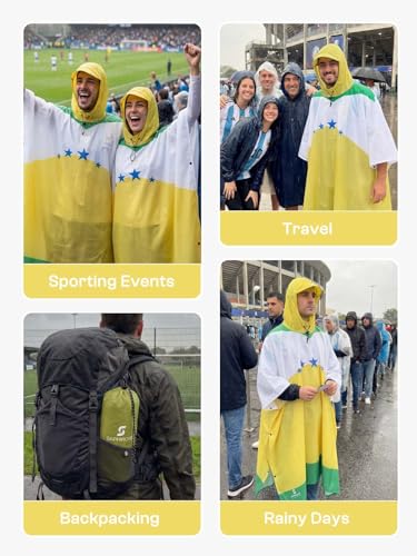 Image of SaphiRose Hooded Rain Poncho Waterproof Raincoat Jacket for Men Women Adults