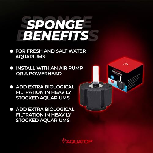 Image of Aquatop Internal Sponge Filter - for Aquariums Up to 40 Gallons - Compatible with Air Pumps or Powerheads - Mechanical & Biological Filtration