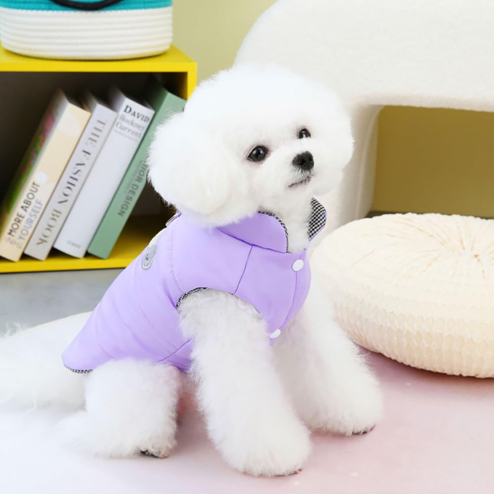 Izefia Dog Coat Pet Apparel Cold Weather Coat Windproof Jacket Lining Warm Dog Sweater Winter Thick Clothes Basic Simple Elegant Vest Dog Coat for Small Dog Medium Dog Cat Purple XXL - Image 3