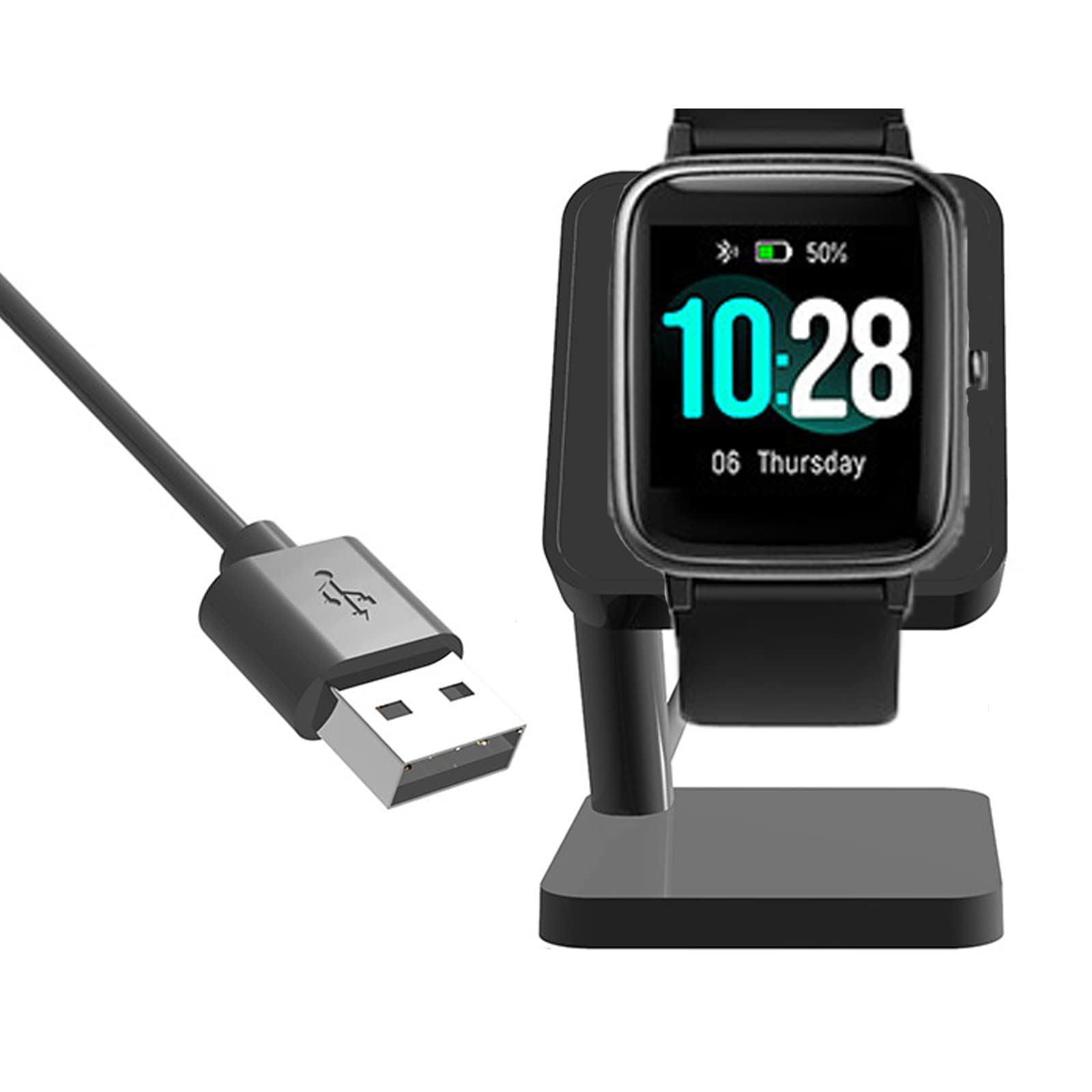 ID205L Charger Stand, Lamshaw Replacement Charger Charging Cradle Dock Compatible for TOZO S2 ID205L ID205S ID205G Lintelek ID205U ID216 IW1 EW1 GT01 ID206 ID207 SKG V7 Smart Watch (Black)