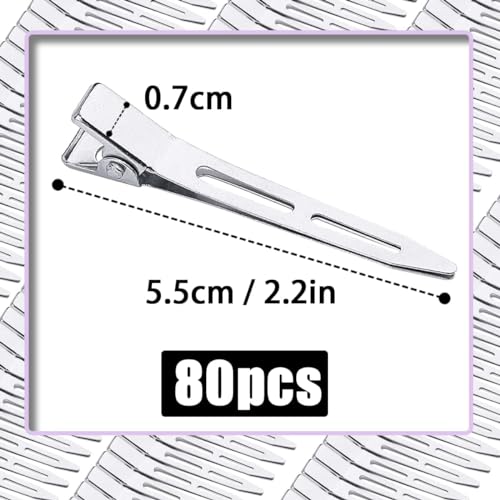 Mbsomnus 80pcs Pin Curl Clips 2.2 Inch Hair Clips for Styling Metal Sectioning Hair Clips Silver Hairdressing Clips Duck Bill Single Prong Alligator Curl Clips for Women Girls Salon Bows DIY - Image 3