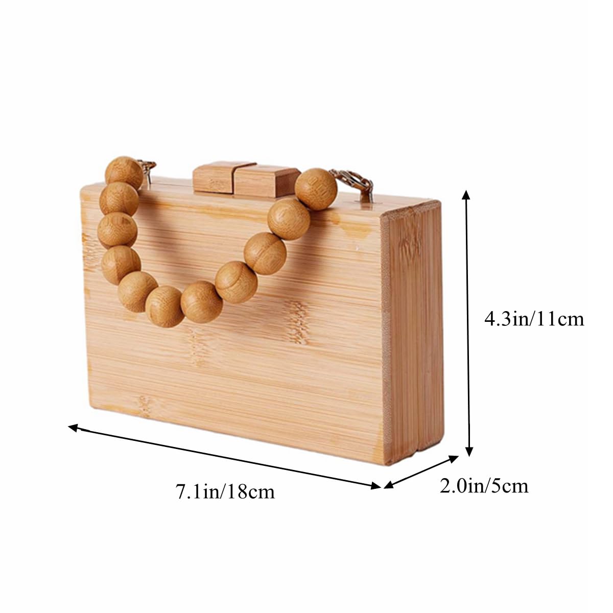 DEBIMY Women Bamboo Handmade Evening Clutch Box Natural Purse Wooden Beaded Handbag Beach Bags for Summer Party Casual, Original