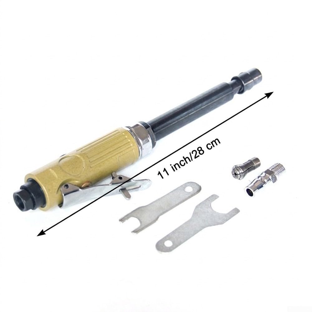 Smerigliatrice pneumatica, utensile pneumatico a lunga portata per | Costruzione in lega di alluminio, portata di 28 cm per spazi ristretti, per levigare, lucidare, molare metallo e legno