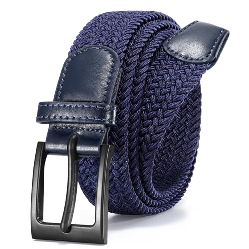 VONMELLI Nickle Free No Metal Belt for Men, TSA Approved Hypoallergenic Elastic Stretch Braided Belt Men