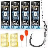 Vipfish Carp Fishing Hiar Rigs - 20 PCS Carp Fishing Equipment for Carp Bait Rigs, 9'' Braided Thread Line with Carp Fishing Hooks,Swivel Snaps and Boilie Bait Stops