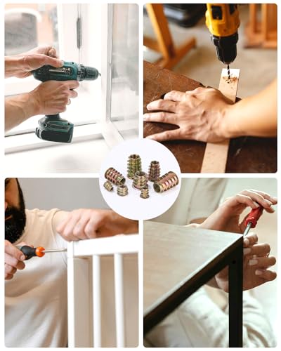 236 Stück Einschraubmutter Gewindeeinsatz Holz, M4 M5 M6 M8 M10 Zink-legierung Einschraubmuffen, Holzmöbel Gewindeeinsätze, Innensechskantmuttern Sortiment für Holzmöbel Gewindeeinsätze