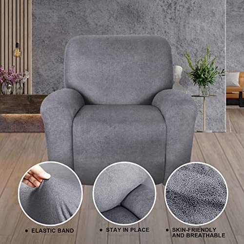 Image of ANARACHON Leather Look Oversize Recliner Chair Covers, Thick 4 Pieces Recliner Covers for Recliner Chair, Leather Cover for Recliner Slipcovers for Pets Kids(X-Large, Light Grey)