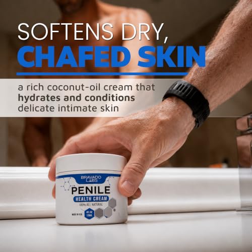 Image of Premium Penile Health Creme for Men with Coconut Oil, CoQ10, and Allantoin | Daily Moisturizer Penile Cream to Relieve, Restore and Support Dry Skin, Redness, Chafing, Sensitivity - 4oz
