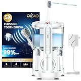 OILSAO Electric Toothbrush with Water Flosser, Advanced 2.0 Flossing Toothbrush Combo in One with 5 Brush Modes & 3 Floss Speeds,500 ML Cordless,for Adults,Teeth, Gums, Braces, Dental Care,White