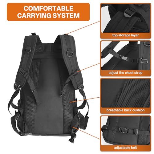 Image of gracedon Tactical Backpack for Men and Women Black4 | Outdoor Travel
