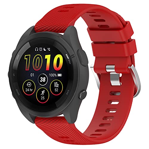 Yikamosi Compatible avec Garmin Forerunner 265 Bracelets pour Femmes et Hommes,libération Rapide Silicone Souple Fermoir en acier inoxydable Remplacement Bracelet pour Garmin Forerunner 265,Rouge