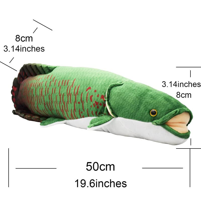 PuffPurrs Arapaima Plush, Lifelike Arapaima Gigas Fish Stuffed Toy, Soft Green 18 Inch Fish Plushie - Image 3