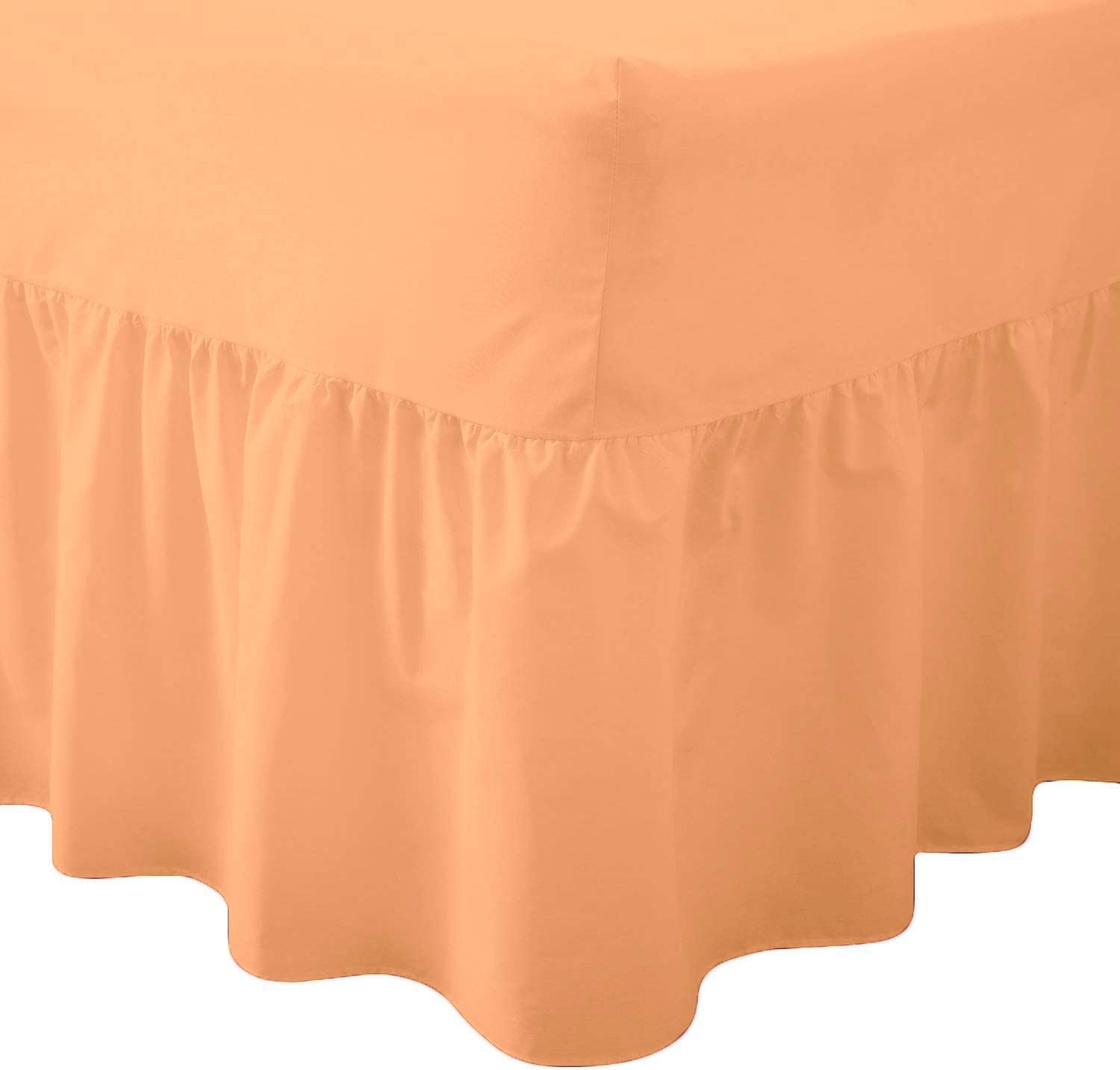 Ocean Nights Luxury Polycotton Fitted Valance Sheet 25cm Box Easy Care Frilled Valance Sheets Single Double King and Super King (Peach, Super King)
