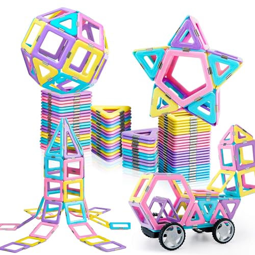 Magblock Magnetic Building Blocks STEM Educational Toys Tiles Set for Boys & Girls Magnet Stacking Block Sets for Kid's Basic Skills Learning & Development Toys-Great Gifts 103PCS