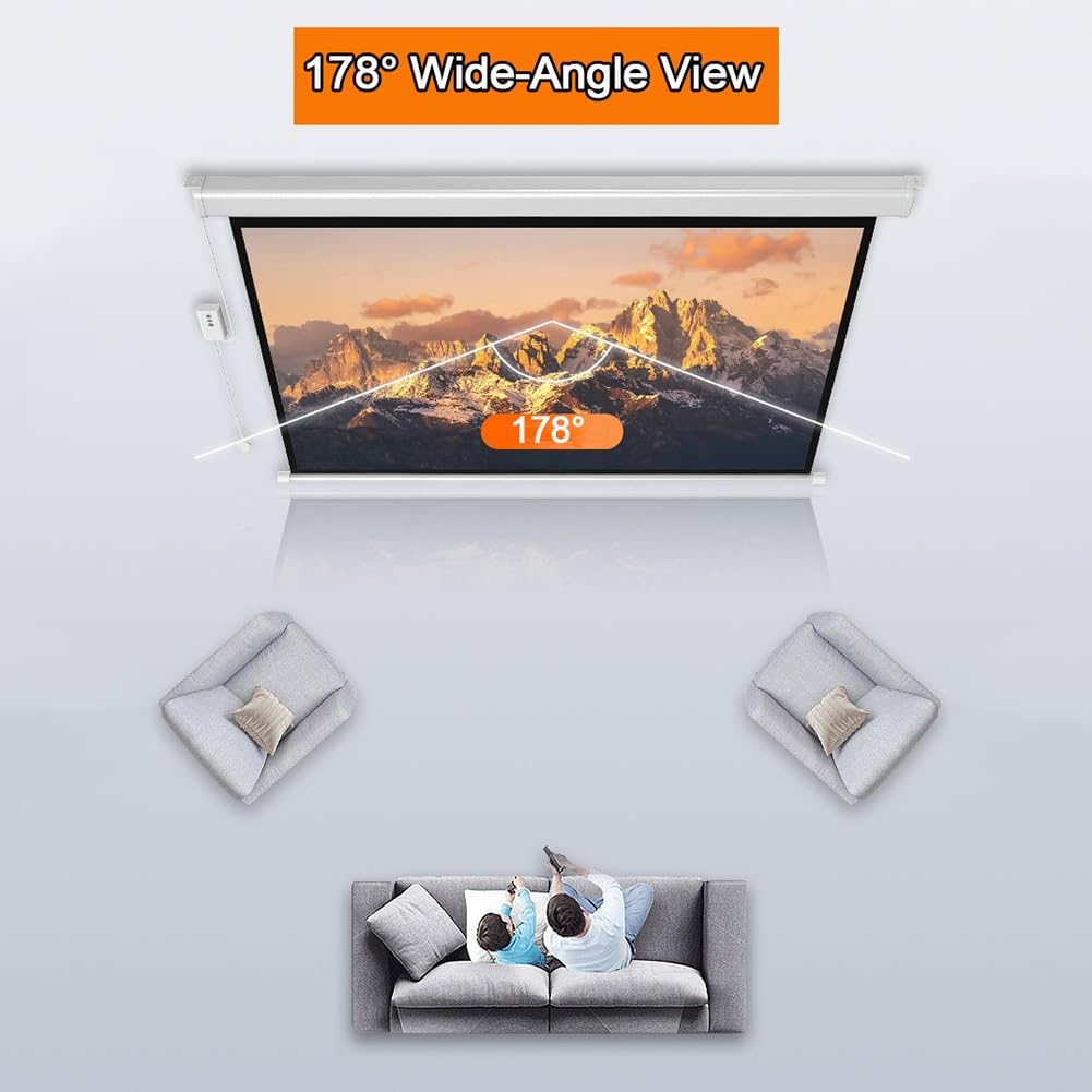 Schermo per Proiettore Motorizzato,Schermo di Proiezione Elettrico da 60/72 pollici 8K HD per Film per Home Theater,Cinema,Ufficio, Interni, con Telecomando(72 inch(4:3))