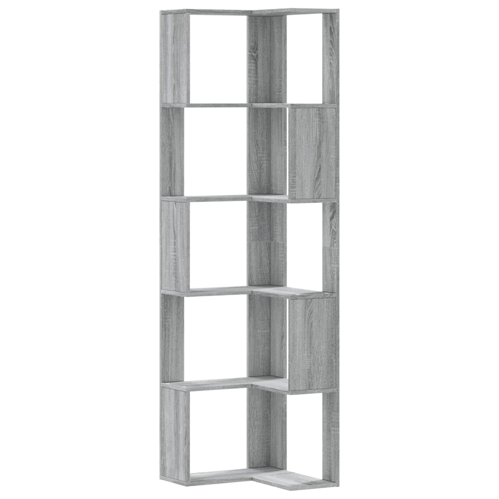 vidaXL Estantería de Esquina 5 Niveles Madera Gris Sonoma 50x50x179 cm
