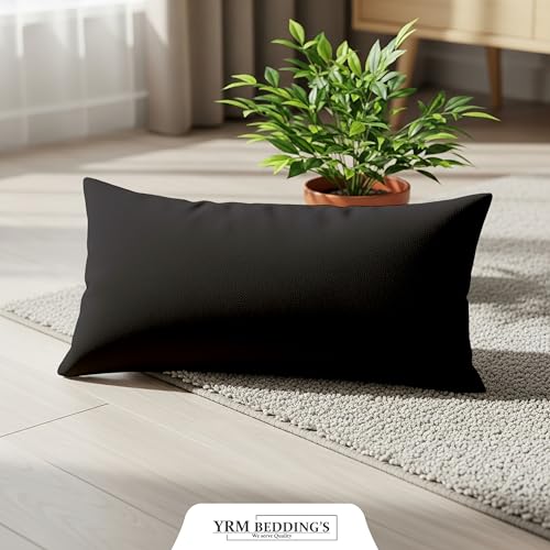 Image of YRM Bedding's - Egyptian Cotton 600TC Pillow Cover | Premium Pillowcases | Luxury Bedding-Export Collection | High Thread Count Durable & Breathable Covers - Black | [17''x29''] Inches