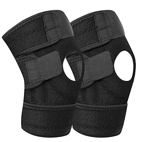Knee Brace for Knee Pain Women Men, Adjustable Knee Braces with Side Stabilizers & Patella Gel Pads, Suitable for Arthritis Pain, Injury Recovery, Running, Workout 2 Pack
