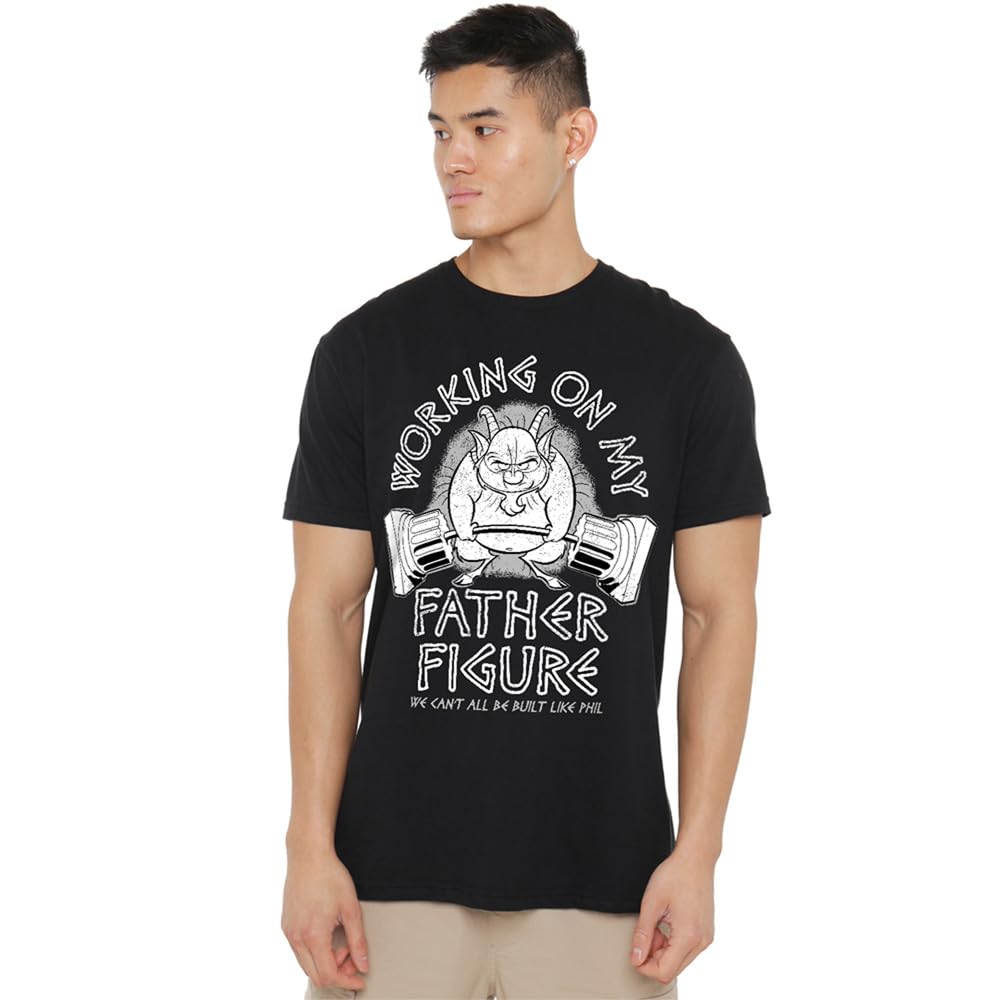 Disney Men's Black Hercules Phil Working On My Father Figure T-Shirt in Size XL, Sports Direct