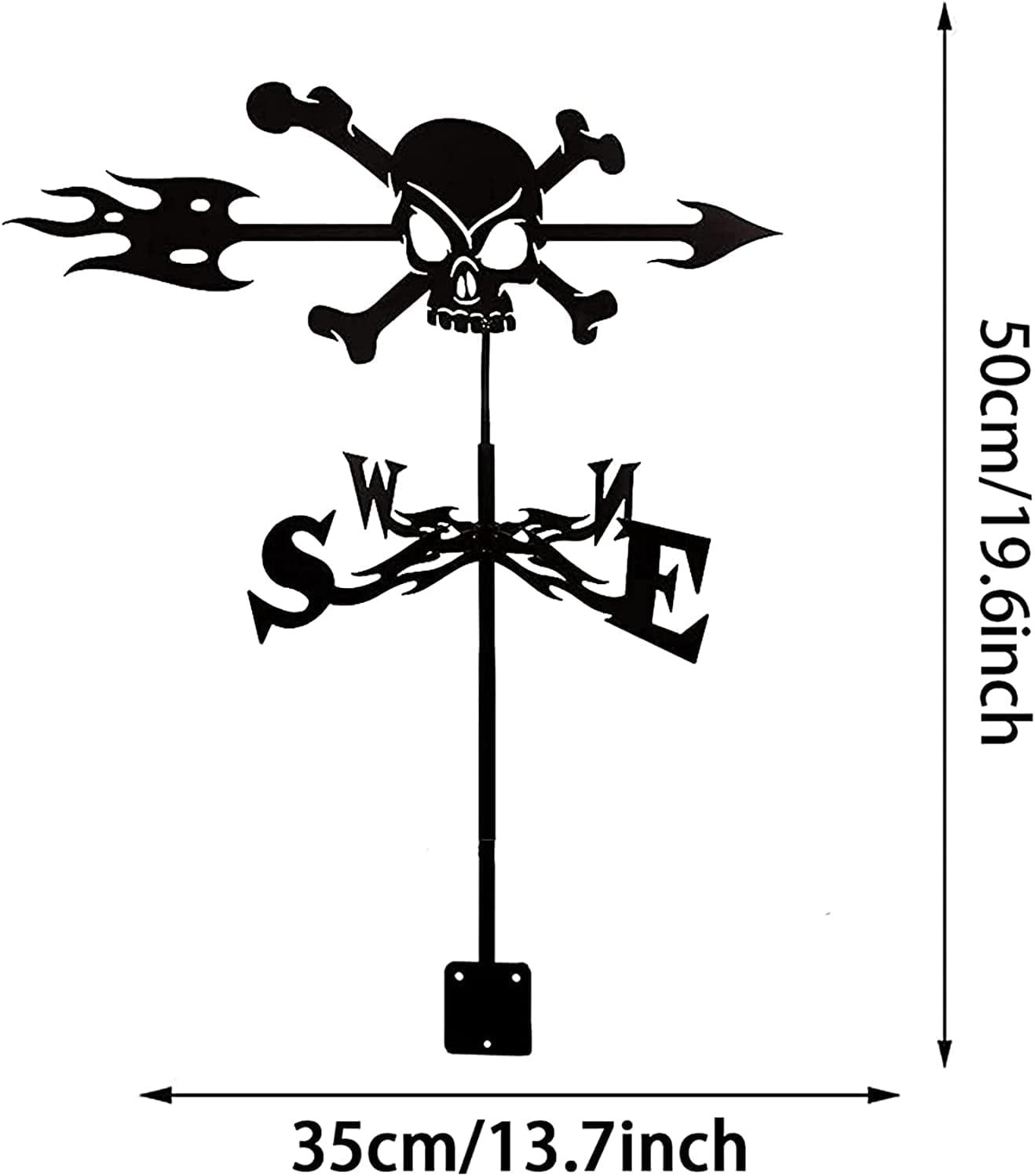 Weather Vane Ornament Weather Vane Skull Stainless Steel Spray Paint Weathervane Outdoor Wind Direction Indicator for Garden Stake Sheds Iron Yard Roof Barns Decoration (Color : Bl