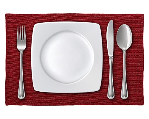 Image of Amazon Brand - Solimo Jute Table Placement - (Maroon, Set of 6 Pieces)