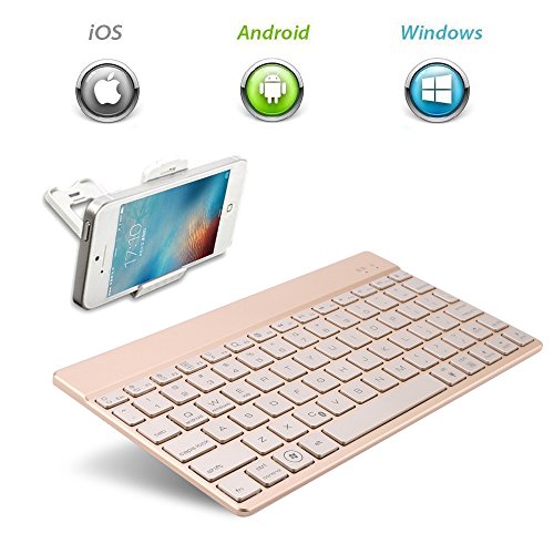 KVAGO Tastiera Bluetooth, Retroilluminazione a 7 Colori Tastiera Mobile Flessibile Sottile Ultra Sottile per iOS-Android-Sistema Windows e Altri Dispositivi Abilitati Bluetooth, Oro