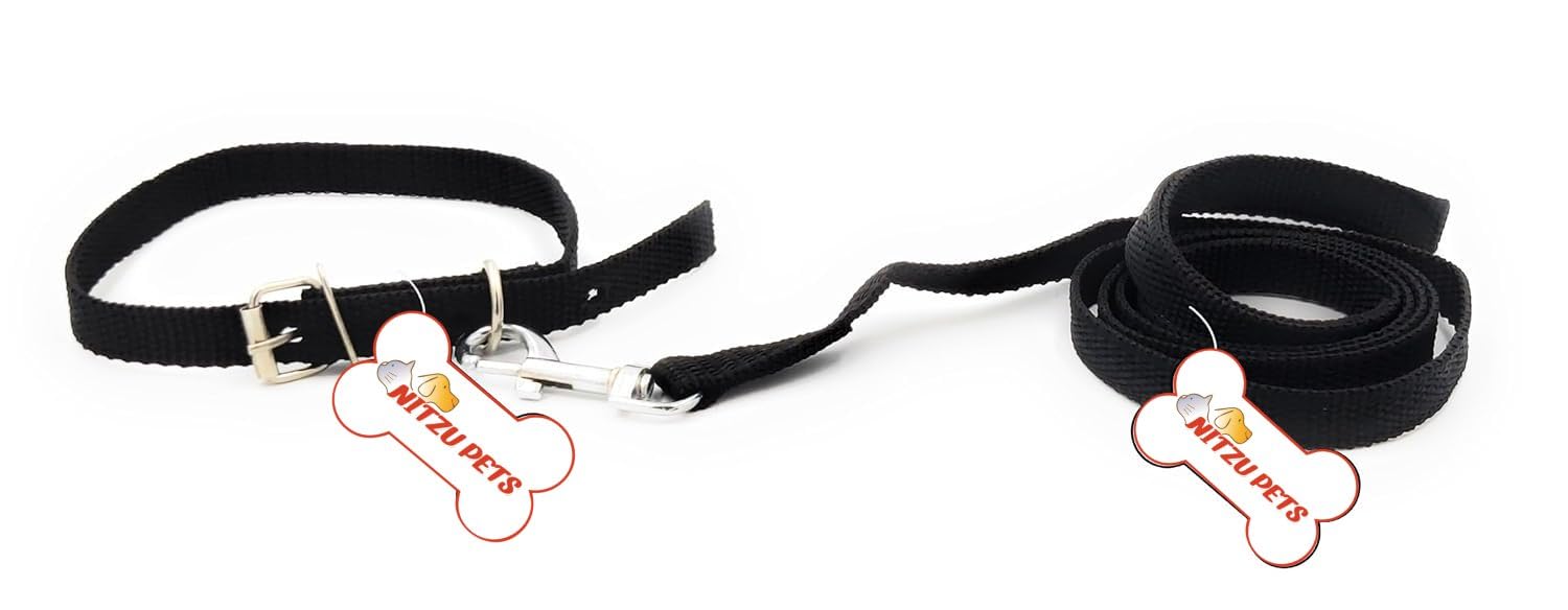 Nitzu Pets Pet Dog Neck Collar Belts and Leash Belt Combo for Medium Breeds Dog Collar & Leash (Neck Girth = 32.5-43 cm, Width = 0.75 inch) (Medium, RED & Black) (Small, Black) (B0CJFG3X65) Amazon Price History, Amazon Price Tracker