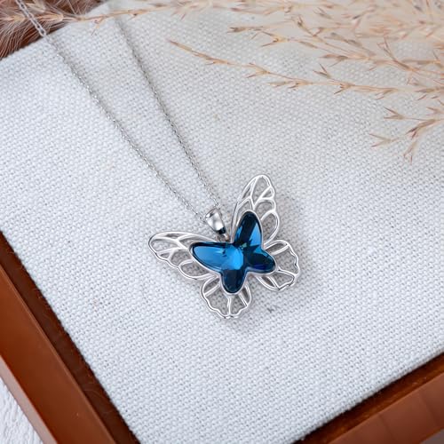 Butterfly Necklace for Women Sterling Silver Crystal Pendant Necklace Dainty Butterfly Necklace Birthday Gifts for Women and Daughters4