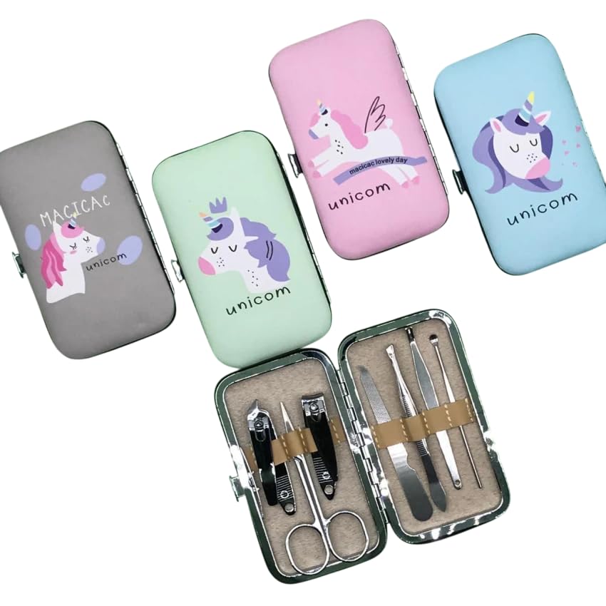 SAMVARDHAN Pocket Sized 7 In1 Manicure Pedicure Set, Unicorn Print/Unicorn Nail Care Kit,Pack of 1,Random color-image-31