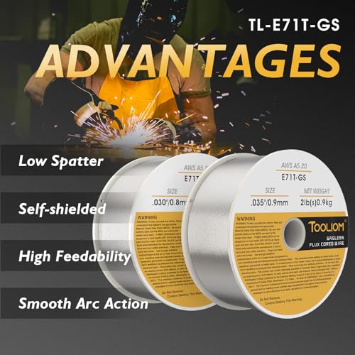 Image of TOOLIOM E71T-GS .030 inch+.035 inch Gasless Flux Core Welding Wire 2LB