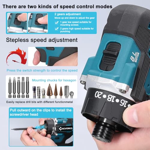 Taladro Eléctrico Inalámbrico 21V Motor Sin Escobillas miniatura 3