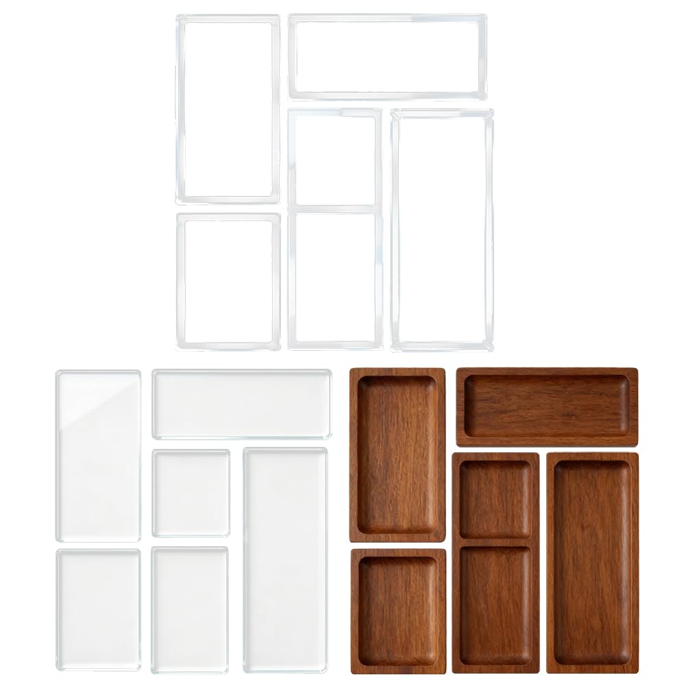INFUNLY 6 Pcs Dividers Box Acrylic Router Template Set Drawer Organizer Clear Router Inlay Template 5mm Thick Curvy Tracing Guide Stencils for Woodworking Kitchen DIY Crafts Desk Organizer