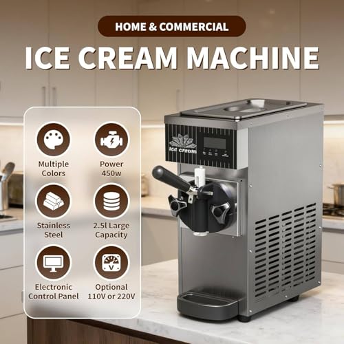 Machine à crème glacée automatique pour comptoir - Pour la cuisine et les fêtes - Machine à dessert électrique facile à utiliser