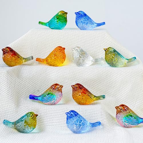 HDCRYSTALGIFTS Set 4 Crystal Bird Figurines Collectible - 3'' Art Glass Animals Sculptures Gift for Bird Lovers Women Birthday Anniversary Christmas Table Home Decor - Image 6