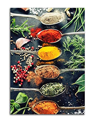 LYML Herbes Et éPices Chili CuillèRe Toile Peinture Nourriture Affiche Mur Art Photo pour Cuisine DéCoration Peinture Murale (12x18inch(30x45cm),No Framed)