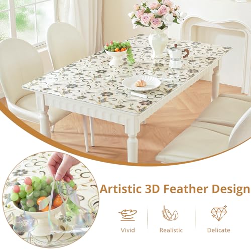 Image of LovePads Floral Table Protector 24 x 36 Inch, 1.5mm Thick Plastic Table Cover, Waterproof Vinyl Tablecloth Rectangular Desk Protector Mat for Kitchen, Dining Room & Coffee Tabletop