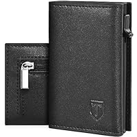 TEEHON Cartera Hombre de Cuero con Cierre Magnético, Tarjetero con Bloqueo RFID, Cartera Tarjetero Hombre pequeño para Crédito, Billetes y Monedas con Caja de Regalo, Negro