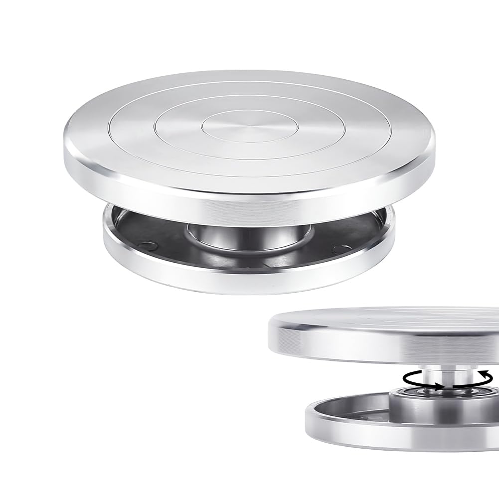 UNICRAFTALE 15cm 1 Pcs Aluminum Action Displays Ceramics Turntable Rotate Turntable Sculpting Wheel Revolving Turntable Ceramics Stand with Ball Bearings Accessories Decorating Ceramics Model Making