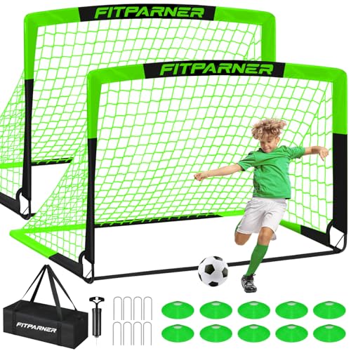 Image of Kids Soccer Goals for Backyard Set - 2 Pack of Portable Pop Up Soccer Nets with Ball,Cones,Complete Training Equipment Kit for Toddler,Youth,Kids Age 3-14,Outdoor Sports Game