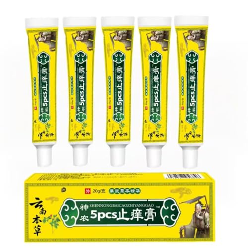 JHDOJHD BaiCaoZhiYangGao 5 Sets Compatible with Natural Chinese Herbal Eczema Psoriasis Dermatitis Ointment Symptom External Use Only