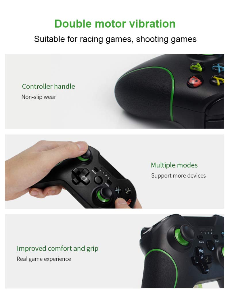 Bezprzewodowy kontroler do Xbox One 2,4 GHz Xbox One z podwójną wibracją bezprzewodowy kontroler 7-9H do Xbox One/One S/One X / PS3 PC Windows 7/8/10