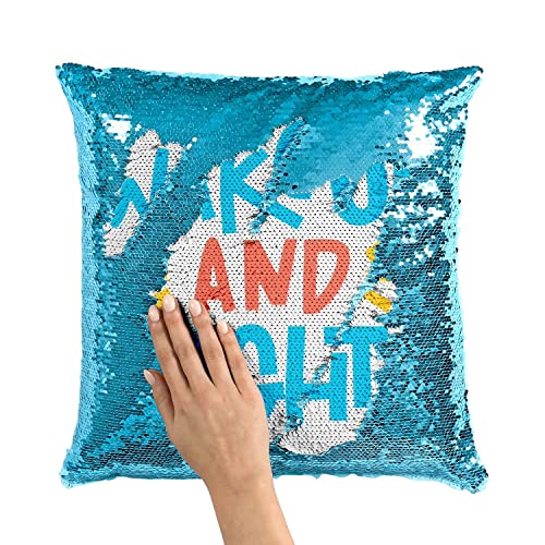 Idée cadeau motivation : coussin sequin turquoise avec message inspirant