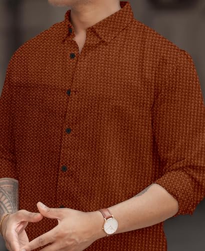 Image of Men's Casual Regular Fit Full Sleeve Collared Shirt, Stylish Fashion Wear