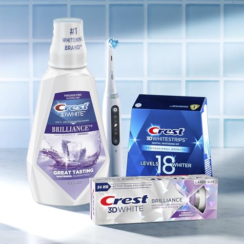 Image of Crest Mouthwash /Mouth Rinse, 3D White Brilliance Whitening, Alcohol Free, Clean Mint, 2x1L (33.8 fl oz) (Pack of 3)
